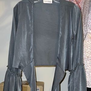 Green cropped wrap top